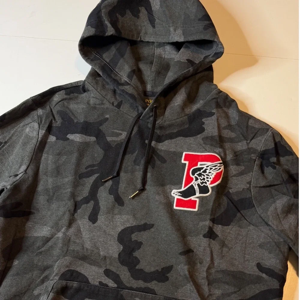 Polo Ralph Lauren PWing Camo Hoodie Mens Medium Grey Camouflage P-Wing Pullover